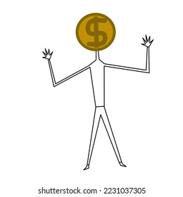 vector de icono de dinero en el vector de ilustración de la cabeza humana