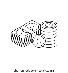 Money icon Vector Illustration. Dollar Money icon vector design concept for Payment, Finance, Currency and Trading Business. Money cash vector icon flat design for website, symbol, icon, sign, App UI