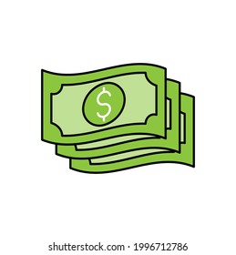 Money icon Vector Illustration. Dollar Money icon vector design concept for Payment, Finance, Currency and Trading Business. Money cash vector icon flat design for website, symbol, icon, sign, App UI