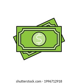 Money icon Vector Illustration. Dollar Money icon vector design concept for Payment, Finance, Currency and Trading Business. Money cash vector icon flat design for website, symbol, icon, sign, App UI