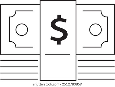 Money icon vector illustration, income icon, cash icon, dollar icon, revenue , bundle of money, bundle of dollar