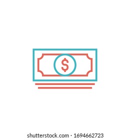 money icon vector illustration two color line style design. isolated on white background