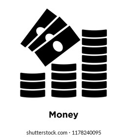 Money icon vector isolated on white background, logo concept of Money sign on transparent background, filled black symbol