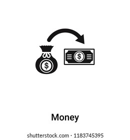 Money icon vector isolated on white background, logo concept of Money sign on transparent background, filled black symbol