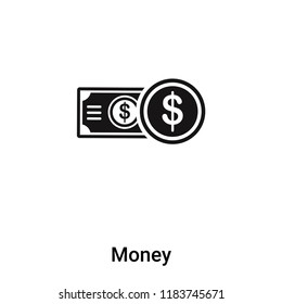 Money icon vector isolated on white background, logo concept of Money sign on transparent background, filled black symbol