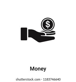 Money icon vector isolated on white background, logo concept of Money sign on transparent background, filled black symbol