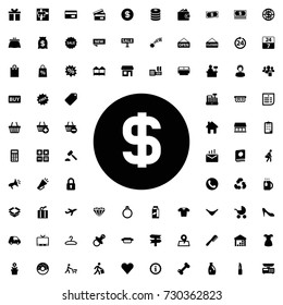 Money icon vector isolated on white background. set of filled shopping icons.