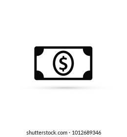 Money Icon, Vector isolated simple flat style Dollar banknote symbol.