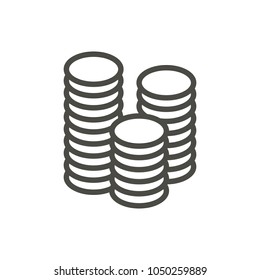 Money icon vector. Line coin symbol. Trendy flat outline ui sign design. Thin linear save money graphic pictogram isolated for web site, mobile application. Logo illustration. Eps10.