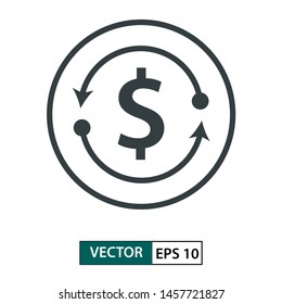 Money icon vector. Line style. Isolated on white background. Vector Illustration EPS 10