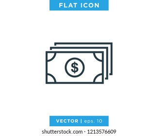 Money Icon Vector Logo Design Template With Dollar Symbol.