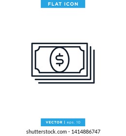 Money Icon Vector Logo Design Template. Trendy Style With Editable Stroke