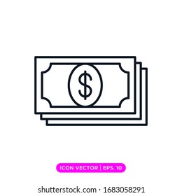 Money icon vector logo design with editable stroke