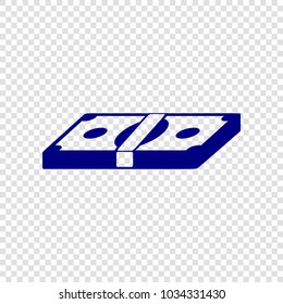 Money Icon. Vector. Navy blue flat icon on transparent background.