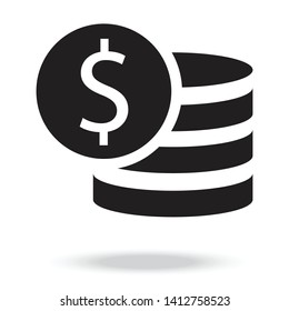 money Icon Vector. Payment system. Coins and Dollar cent . Flat design style. Business concept.