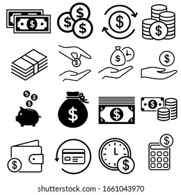 Money icon vector set. cash illustration sign collection. Bank symbol. payment logo.