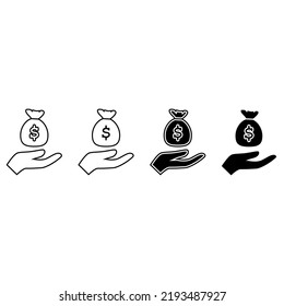 Geldsymbol, Vektorset. Sammlung von Illustrationszeichen in Dollar. Banksymbol oder -logo.