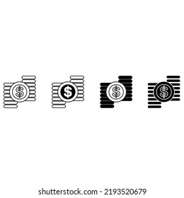 Juego de vectores de iconos de dinero. colección de signos de ilustración en dólares. Símbolo o logotipo del banco.