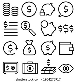 Money Icon Vector Set. Finance Illustration Sign Collection. Banking Symbol.