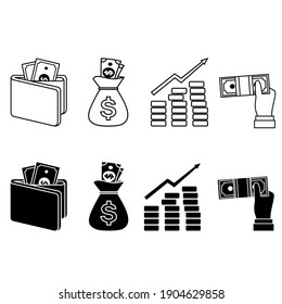 Money icon vector set. finance illustration sign collection. banking symbol.