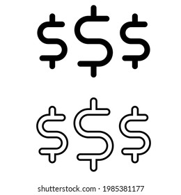 Juego de vectores de iconos de dinero. colección de signos de ilustración financiera. símbolo bancario.