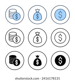 Vector de icono de dinero. Signo y símbolo de dinero