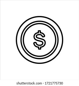 vector de icono de dinero. ícono de pilas de monedas. símbolo sencillo de esquema.
