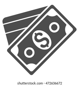 Money icon. Vector style is flat iconic symbol with rounded angles, gray color, white background.