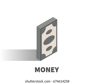 Money icon, vector symbol in isometric 3D style isolated on white background.