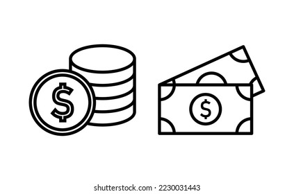 Vector de iconos de dinero para aplicaciones web y móviles. Signo y símbolo de dinero