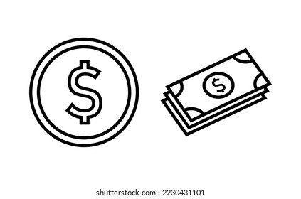 Vector de iconos de dinero para aplicaciones web y móviles. Signo y símbolo de dinero
