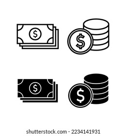 Vector de iconos de dinero para aplicaciones web y móviles. Signo y símbolo de dinero