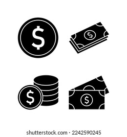 Vector de iconos de dinero para aplicaciones web y móviles. Signo y símbolo de dinero