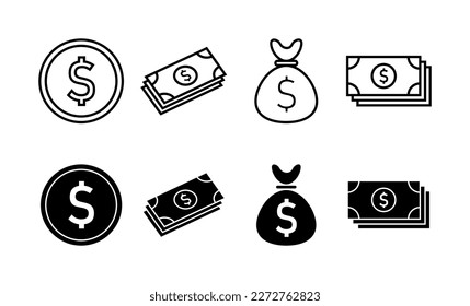 Vector de iconos de dinero para aplicaciones web y móviles. Signo y símbolo de dinero
