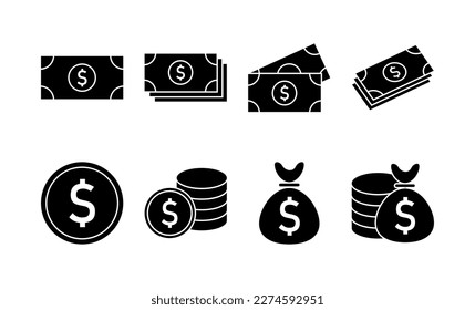 Vector de iconos de dinero para aplicaciones web y móviles. Signo y símbolo de dinero
