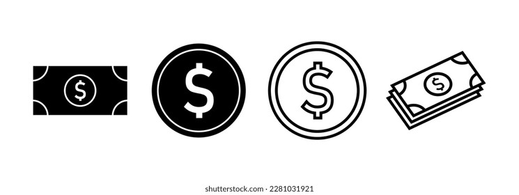 Vector de iconos de dinero para aplicaciones web y móviles. Signo y símbolo de dinero