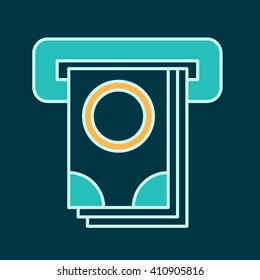 Money icon, vector web sign in thin lines. Cash icon flat. Design banking icon, vector pictogram.