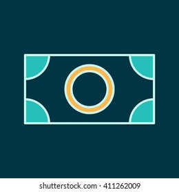 Geldsymbol, Vektorsymbol in dünnen Linien. Geldsymbol flach. Design-Banking-Symbol, Vektorbild.