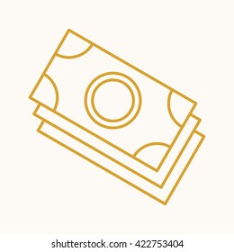 Geldsymbol, Vektorsymbol in dünnen Linien. Geldsymbol flach. Design-Banking-Symbol, Vektorbild.