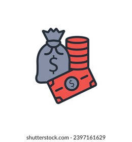money icon. vector.Editable stroke.linear style sign for use web design,logo.Symbol illustration.