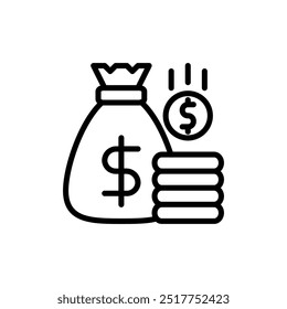 Geld-Symbol, Brieftasche Symbol Elemente für das Design, mit einfachen Umriss Symbol Stil