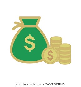 Icono del dinero en el fondo blanco
