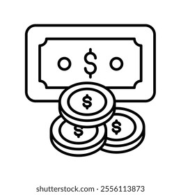 money icon with white background vector stock illustration