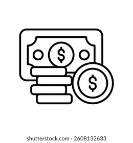 money icon with white background vector stock illustration