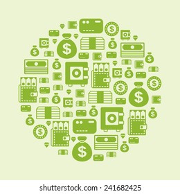 money icons arranged in circle shape