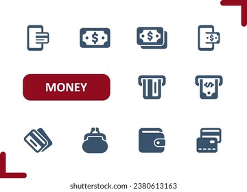 Money Icons. Cash, Buy, Buying, Pay, Paying, Online Shopping, E-commerce, Internet Banking Icon. Professional, pixel perfect vector icon set.