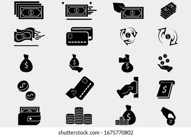Money Icons, Money cash icons set 