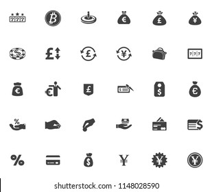 Money Icons, Money cash icons set - banking investment sign and symbols