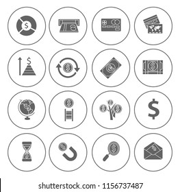 Money Icons, Money cash icons set - banking investment sign and symbols