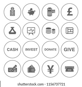 Money Icons, Money cash icons set - banking investment sign and symbols